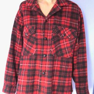 Vintage CARSS MACKINAW 100% WOOL RED BUFFALO PLAID COAT HUNTING FIELD JACKET EUC
